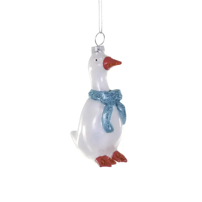 Country Goose Glass Ornament