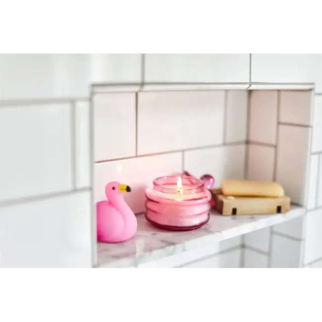 Fuchsia Pink Beam Glass Candle - Desert Peach