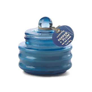 Bright Blue Beam Glass Candle - Pepper Plum