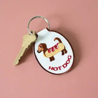 Lindy Stark Designs Hot Dog Embroidered Keychain