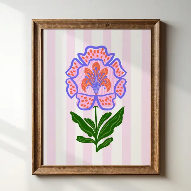 Tara Reed Regal Flower w/Stripes Art Print 8x10