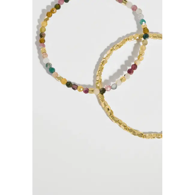 Coco Bead & Tourmaline Double Bracelet