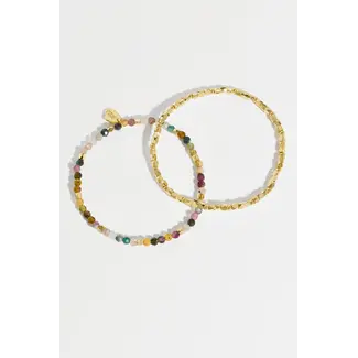 Coco Bead & Tourmaline Double Bracelet