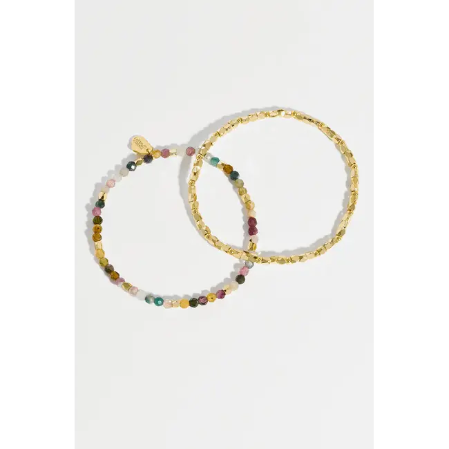 Coco Bead & Tourmaline Double Bracelet