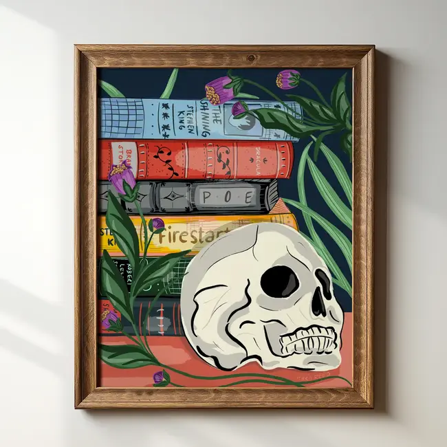 Tara Reed Skull Library Art Print 8x10