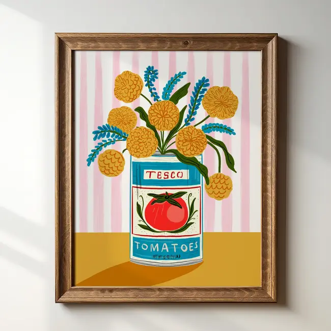 Tara Reed Floral Tomato Can w/Stripes Art Print 8x10
