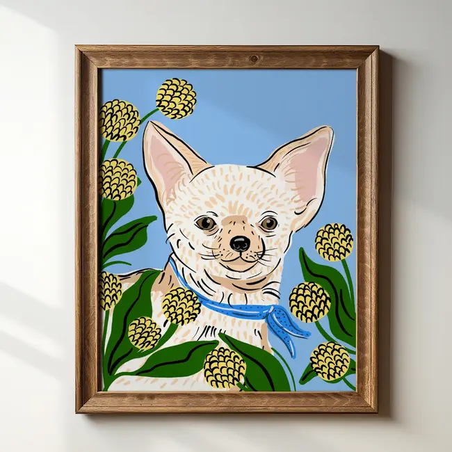 Tara Reed Chihuahua with Flowers Art Print 8x10