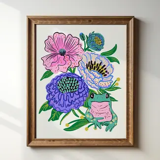 Tara Reed Frog Floral Art Print 8x10