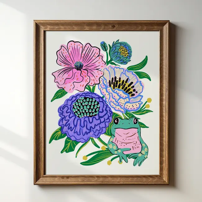 Tara Reed Frog Floral Art Print 8x10