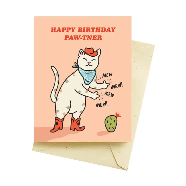 Seltzer Goods Cowboy Kitty Birthday Card