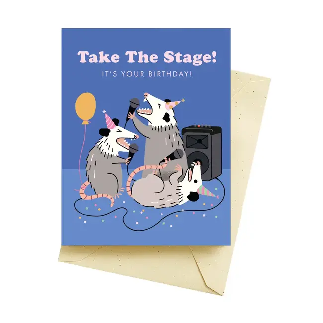 Seltzer Goods Opossum Karaoke Birthday Card