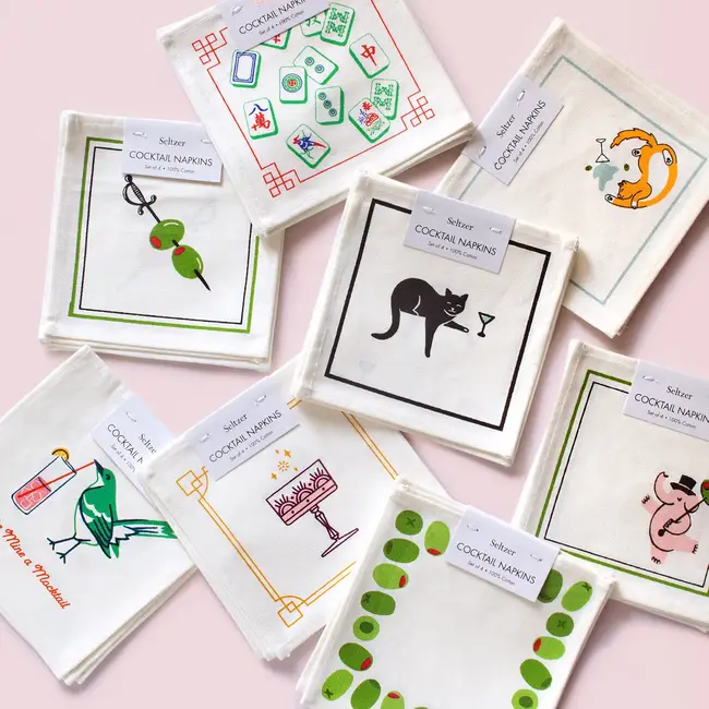 Seltzer Goods Cotton Cocktail Napkin Set of 4