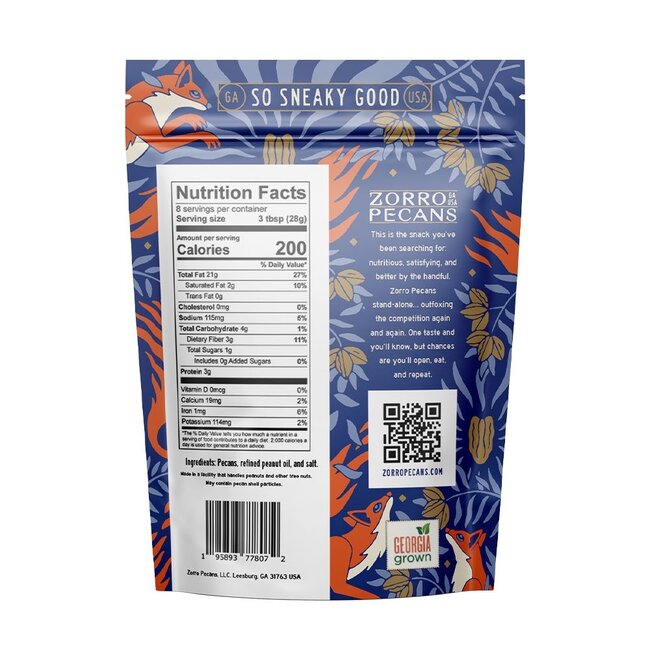 Zorro Pecans 8oz - Roasted Salted