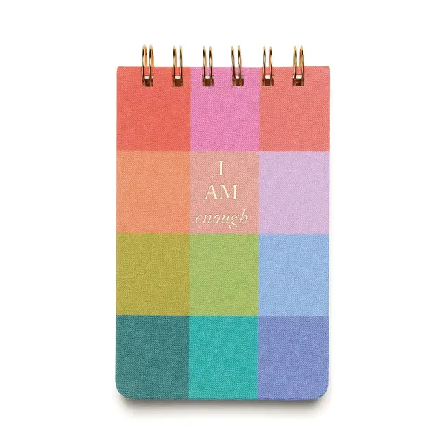 Bookcloth Twin Wire Notepad - Rainbow Check