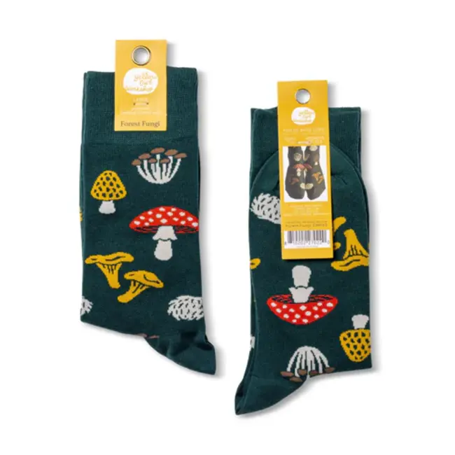 Yellow Owl Socks - Forest Fungi (Large)