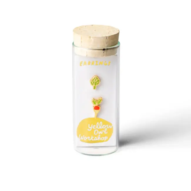 Yellow Owl Post Earrings - Radish & Artichoke
