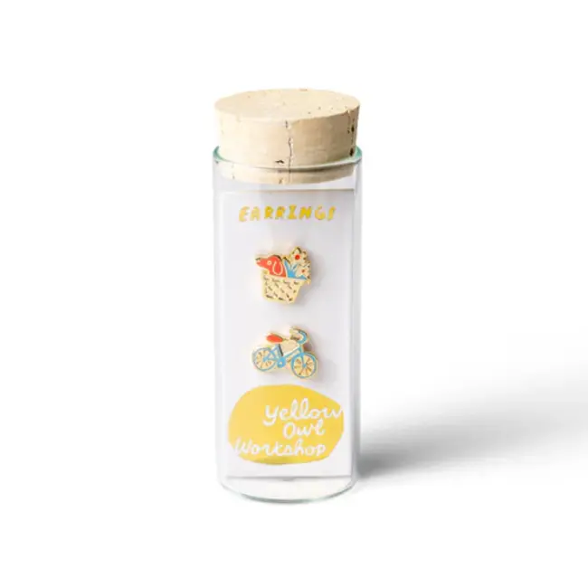 Yellow Owl Post Earrings - Bike & Dog Basket