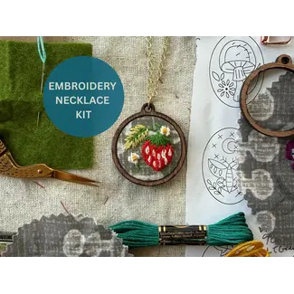Strawberries Embroidery Necklace Kit