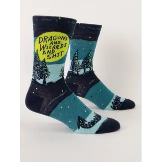 Blue Q Mens Socks - Dragons + Wizards + Shit