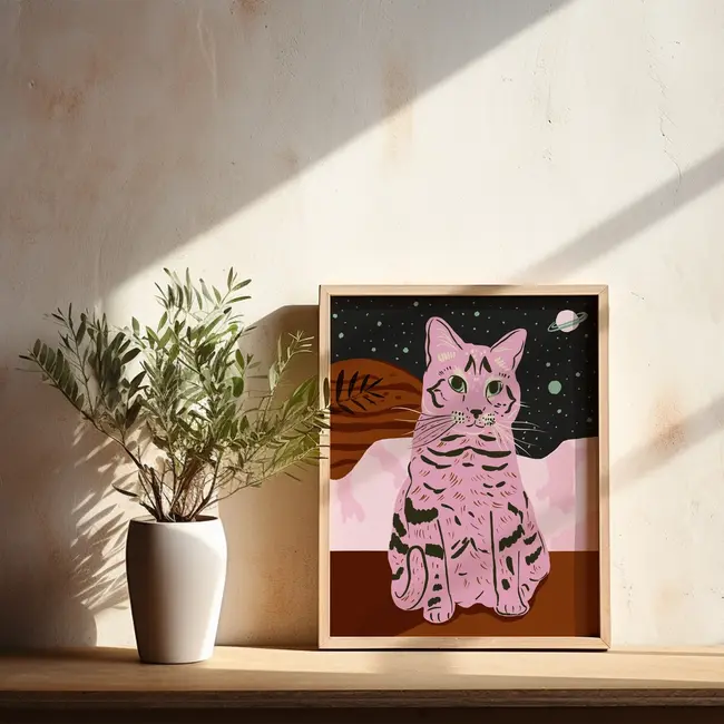 Tara Reed Space Cat Art Print 8x10