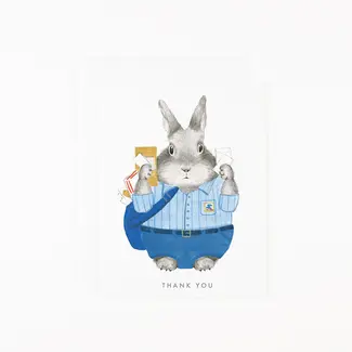 Thank You Postal Worker Bunny Card