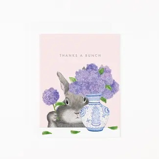 Bunny Arranging Lilacs Thanks Card