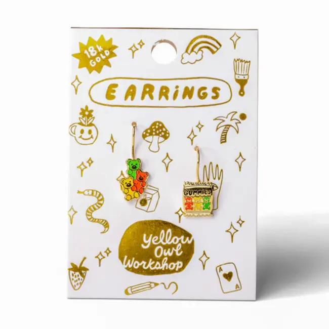 Yellow Owl Hanging Earrings - Gummies
