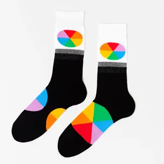 Yellow Owl Mens Socks - Color Wheel (Large)
