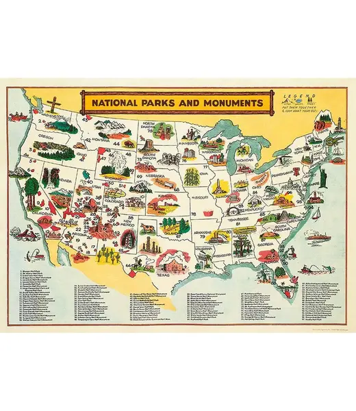 Cavallini Vintage Poster - National Parks Map