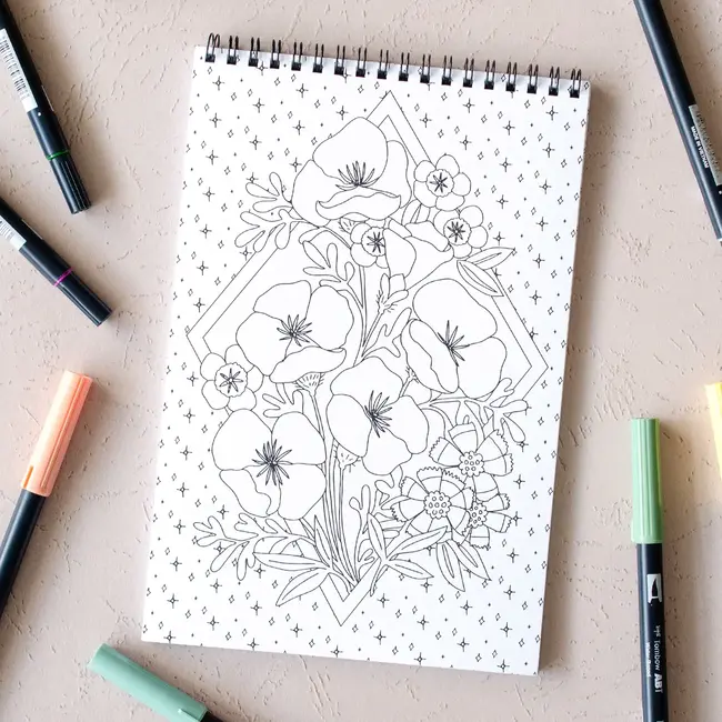 Premium Coloring Book - Wildflowers