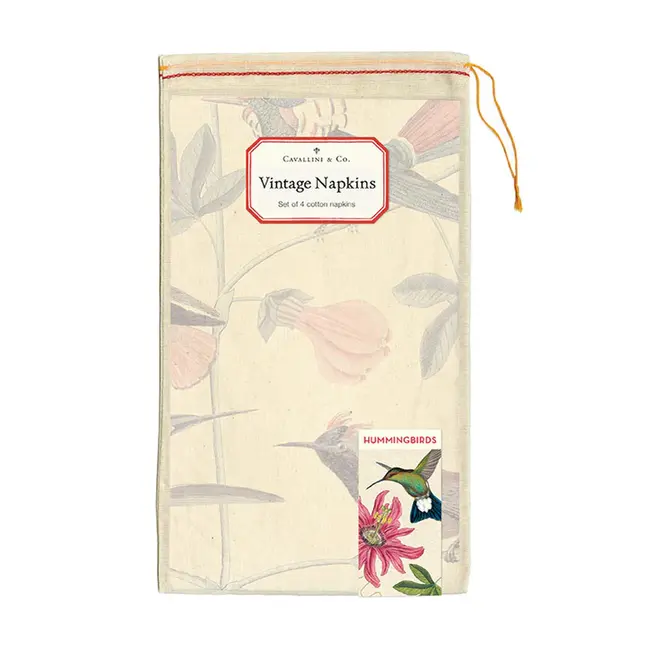 Cavallini Vintage Cloth Napkin Set (4) - Hummingbirds