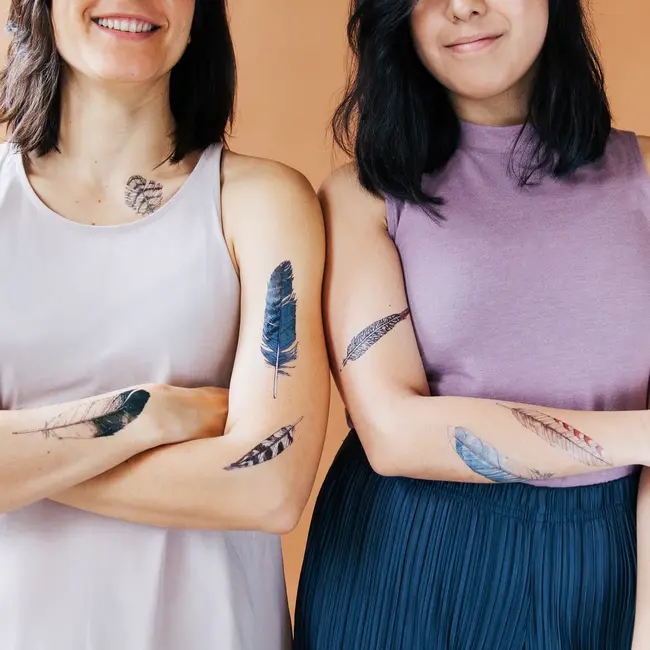 Tattly Temporary Tattoo Set- Watercolor Feathers