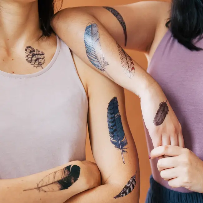 Tattly Temporary Tattoo Set- Watercolor Feathers