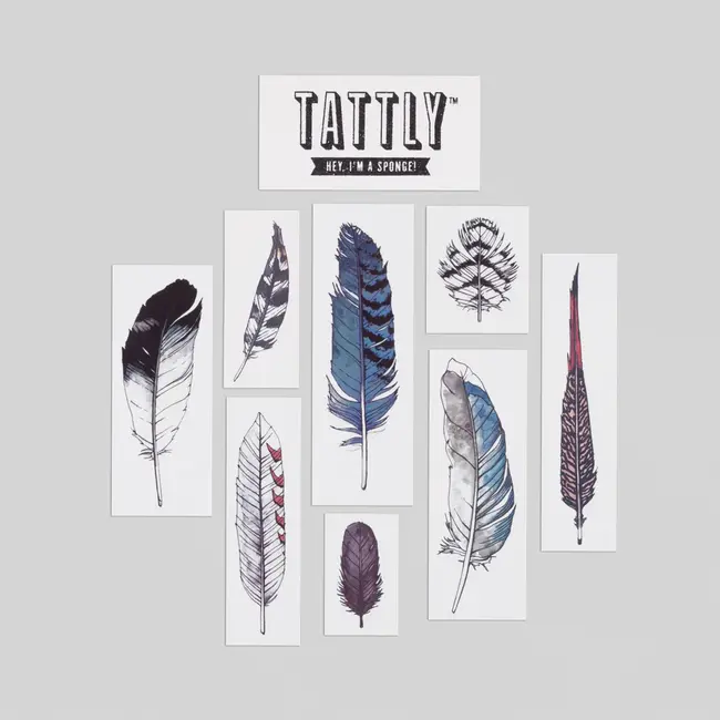 Tattly Temporary Tattoo Set- Watercolor Feathers