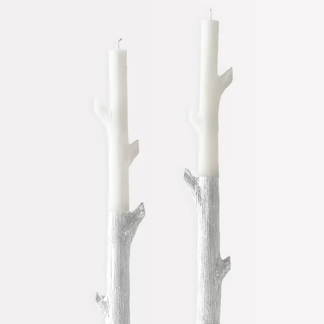 Silver Dipped Stick Candles (2)
