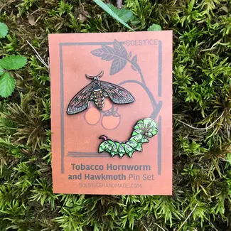 Solstice Handmade Tomato Hornworm Enamel Pin Set