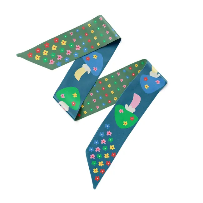 Twilly Ribbon Scarf - Mushroom Floral