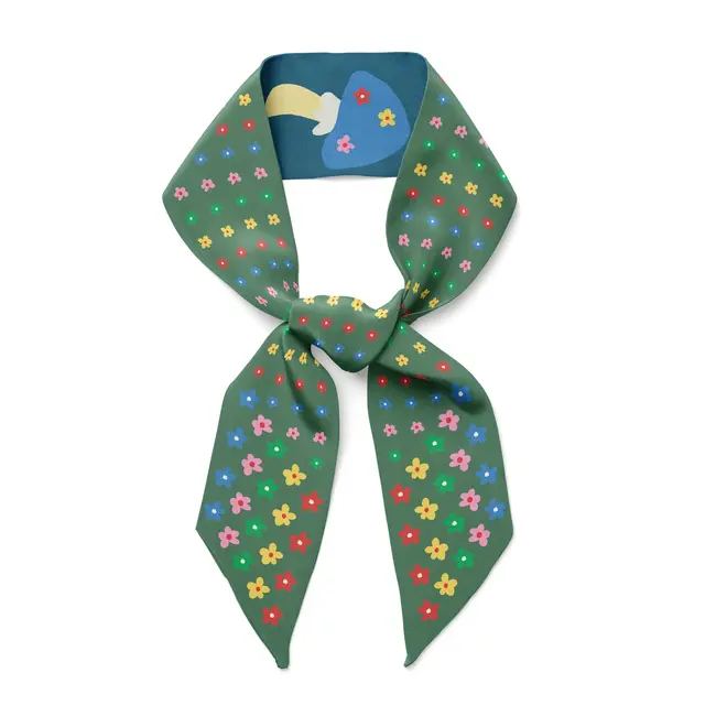 Twilly Ribbon Scarf - Mushroom Floral