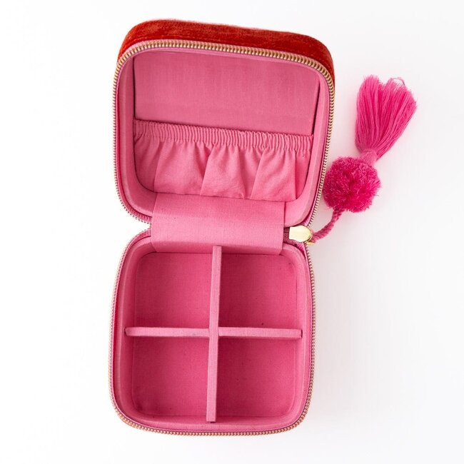 Ariel Heart Velvet Jewelry Box - Pink