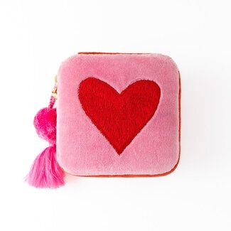 Ariel Heart Velvet Jewelry Box - Pink