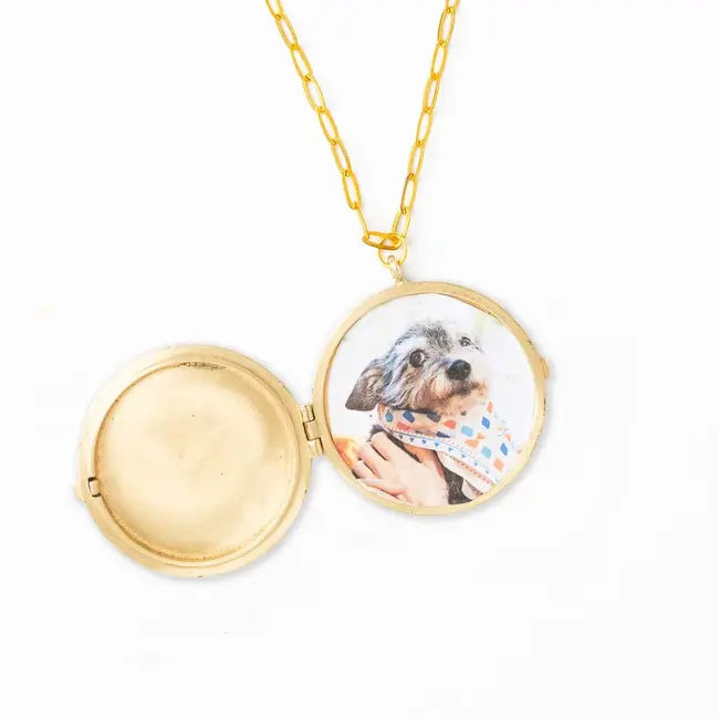 Virginia Locket Necklace on Brass Chain