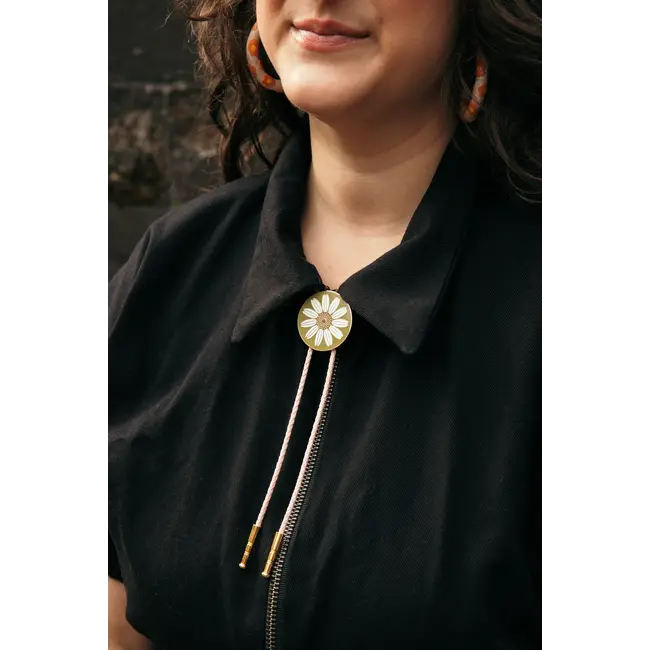 Bolo Tie - Chamomile Pink Cord