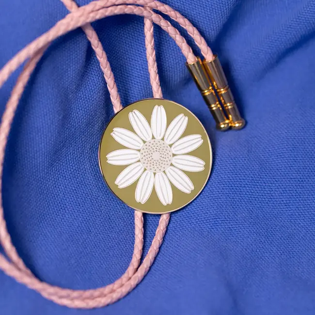 Bolo Tie - Chamomile Pink Cord