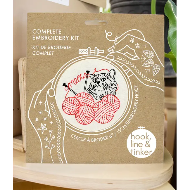 Embroidery Kit - Kitten with Knitting
