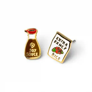 Yellow Owl Post Earrings - Soy Sauce & Rice