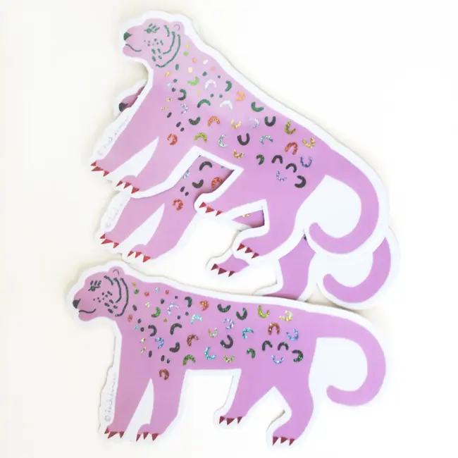 Leah Duncan Jaguar Vinyl Glitter Sticker