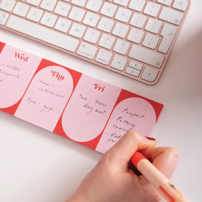 Keyboard Weekly Planner Pad - Pink & Red