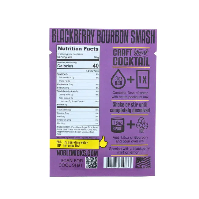 Blackberry Bourbon Smash Single Serve Cocktail Mix