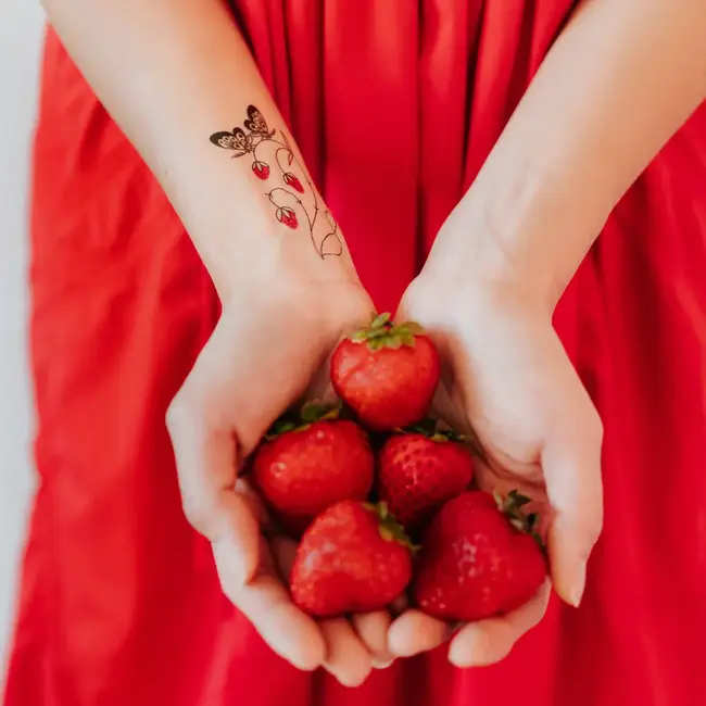 Temporary Tattoo Pair - Strawberry Branch