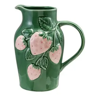 Hand-Painted Embossed Strawberry Pitcher